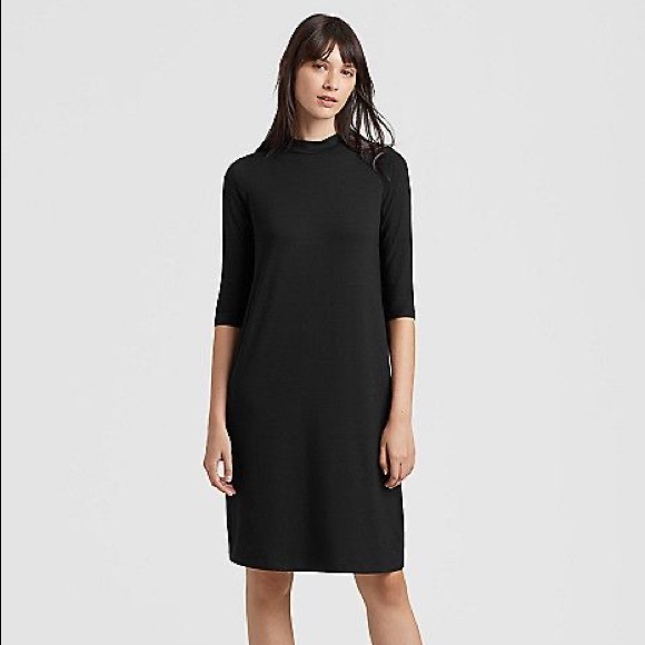 Eileen Fisher Dresses & Skirts - Eileen Fisher Black Mock Neck Wool Dress